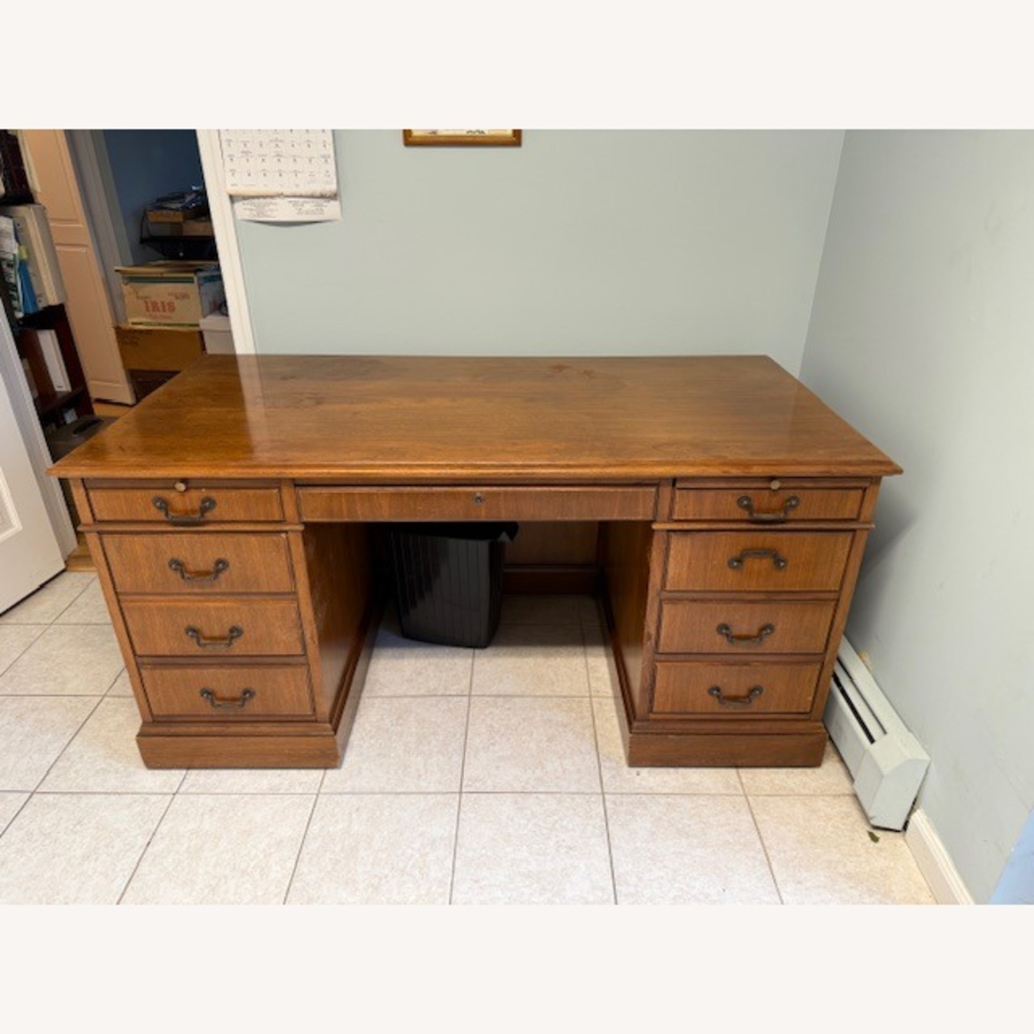 Vintage/Antique Dark Brown Wood Desk - image-1