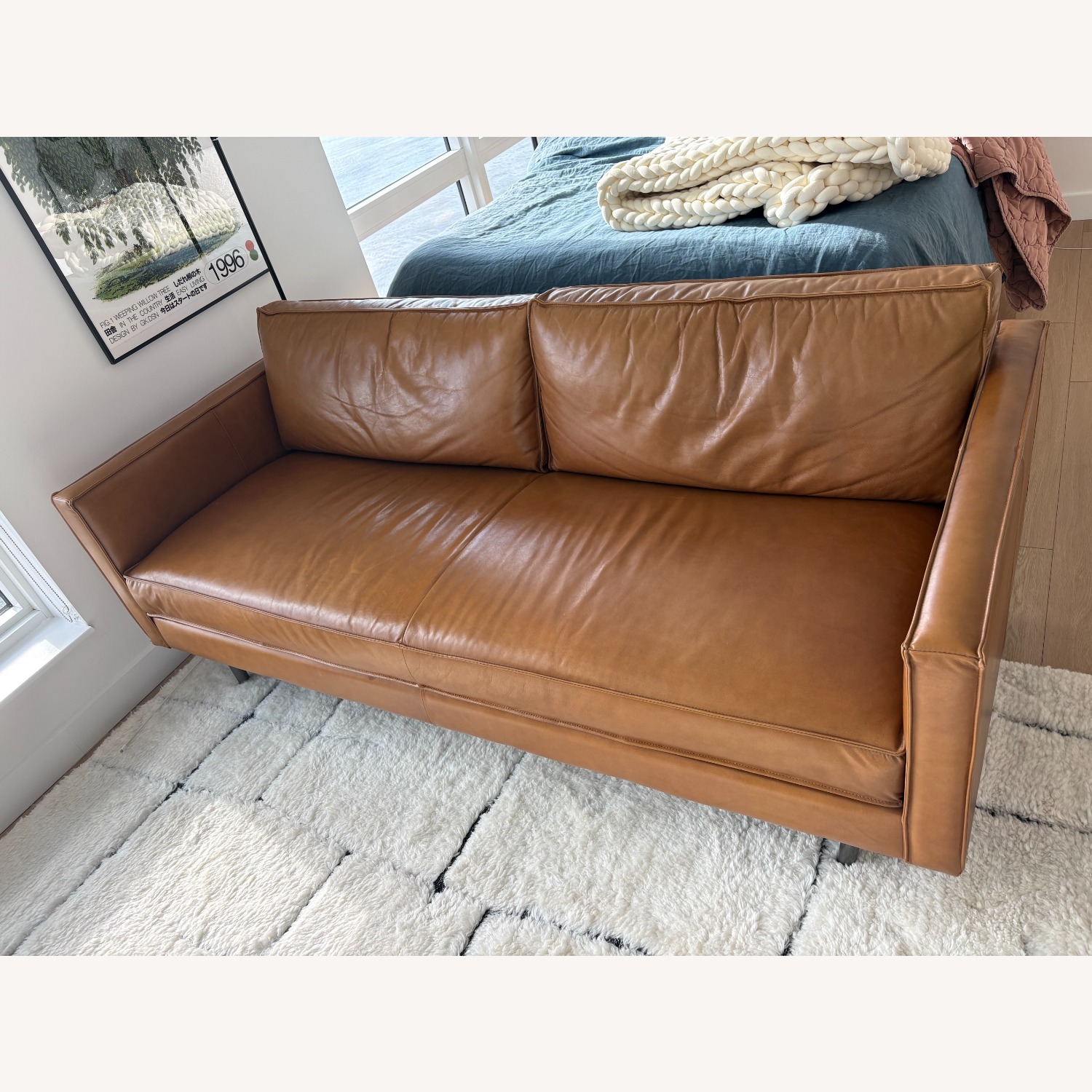 West Elm Axel Dark Brown Leather 3+ Seater Sofa - image-6