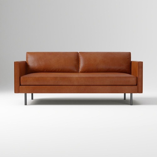 Used West Elm Axel Dark Brown Leather 3+ Seater Sofa for sale on AptDeco