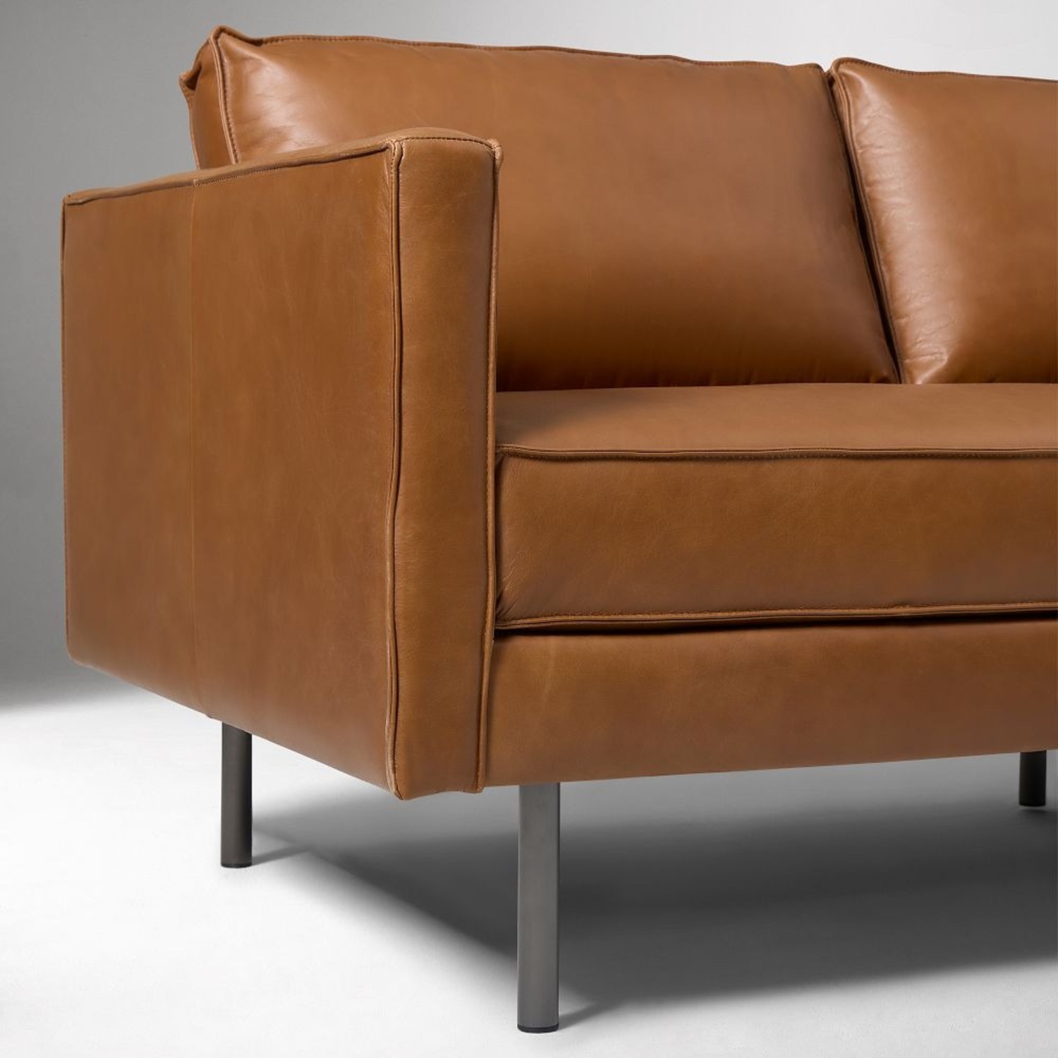 West Elm Axel Dark Brown Leather 3+ Seater Sofa - image-1