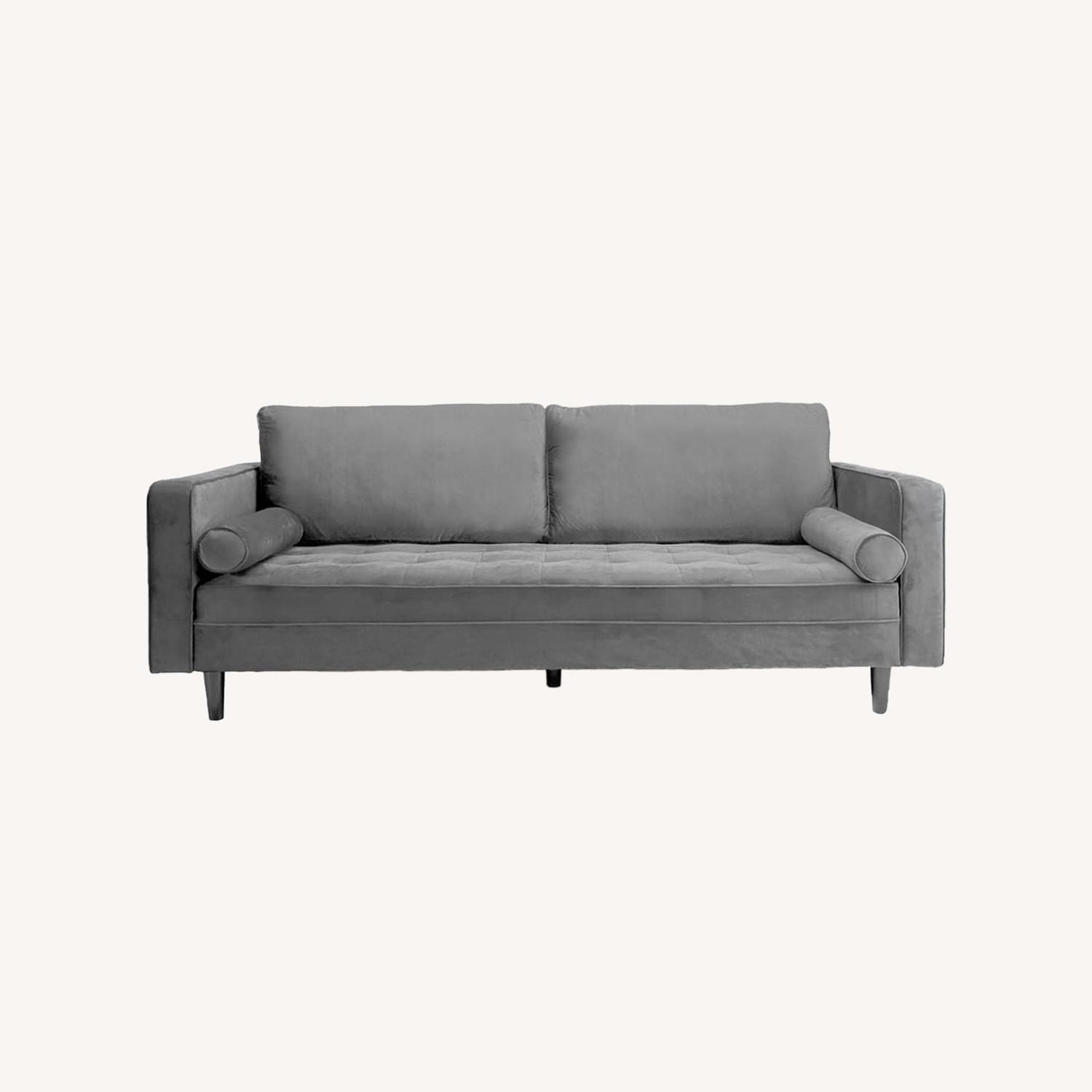 Light Gray Velvet 3+ Seater Sofa - image-0