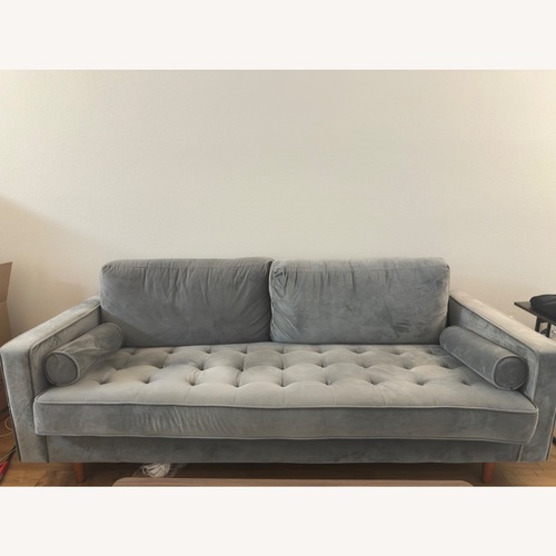 Used Light Gray Velvet 3+ Seater Sofa for sale on AptDeco