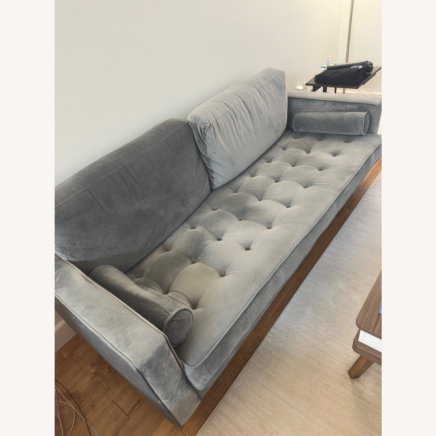 Light Gray Velvet 3+ Seater Sofa - image-3