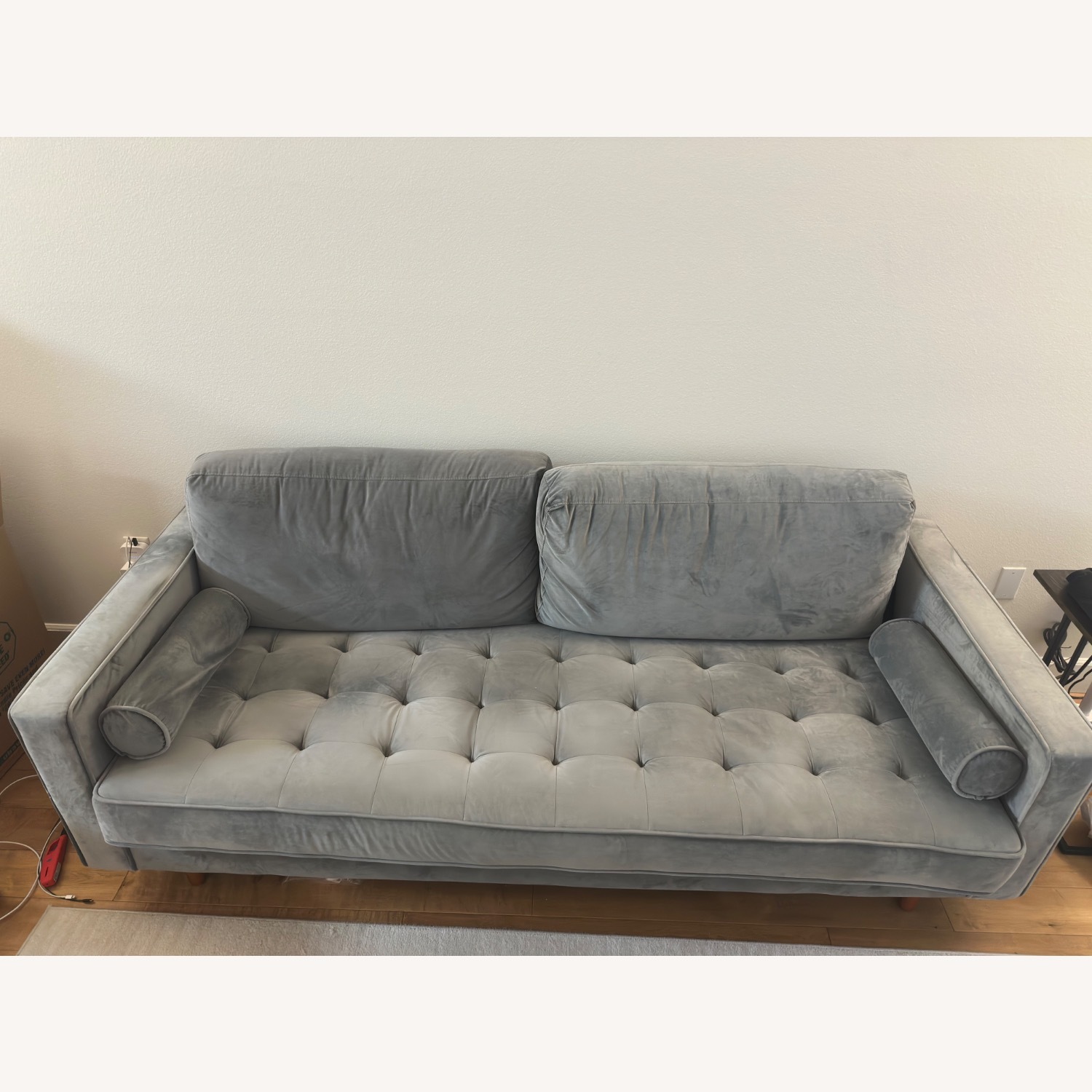 Light Gray Velvet 3+ Seater Sofa - image-2