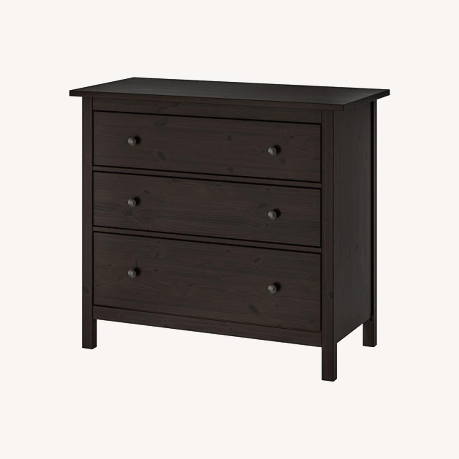 Hemnes 3-Drawer Black-Brown Wood Dresser - image-0