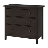 Hemnes 3-Drawer Black-Brown Wood Dresser