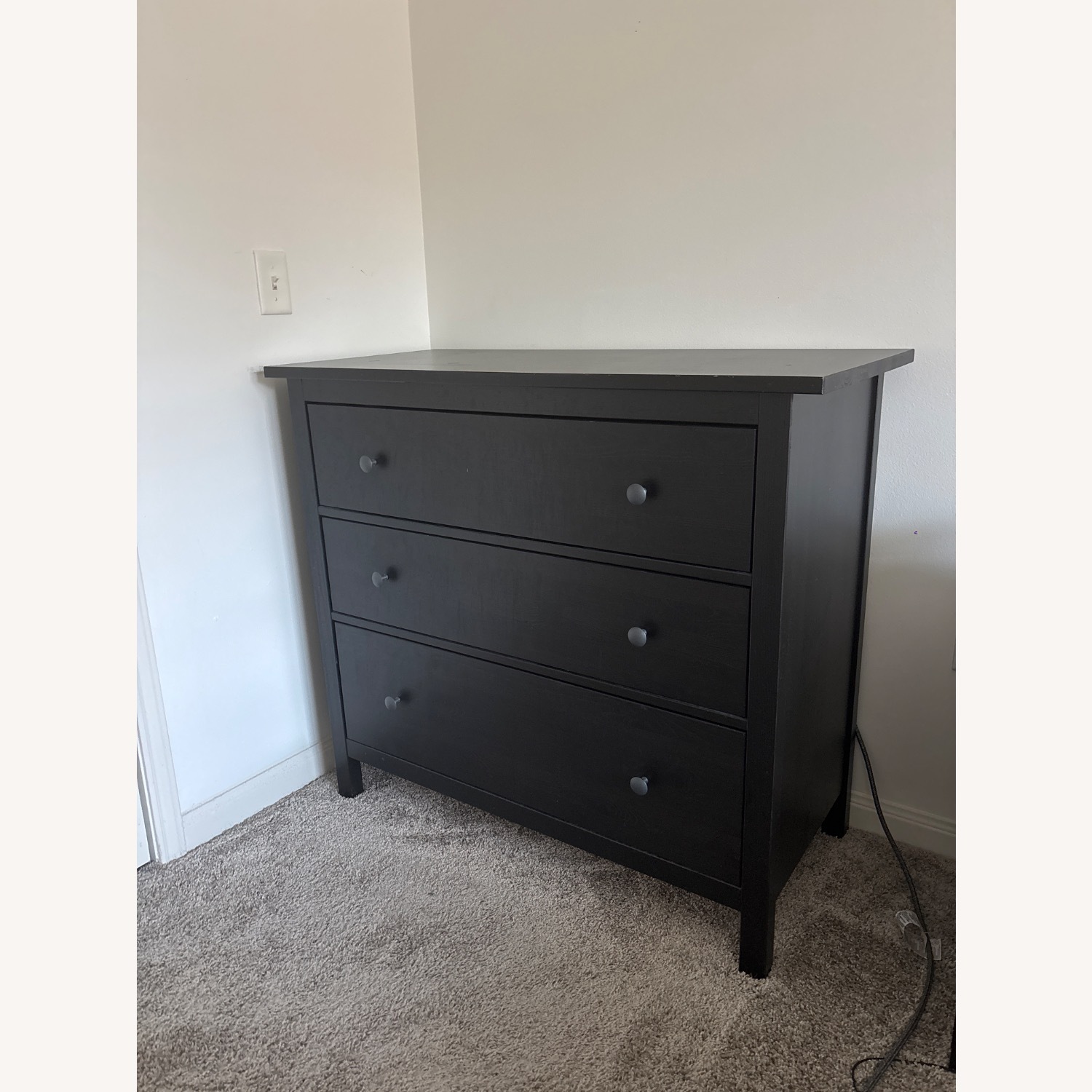 Hemnes 3-Drawer Black-Brown Wood Dresser - image-1