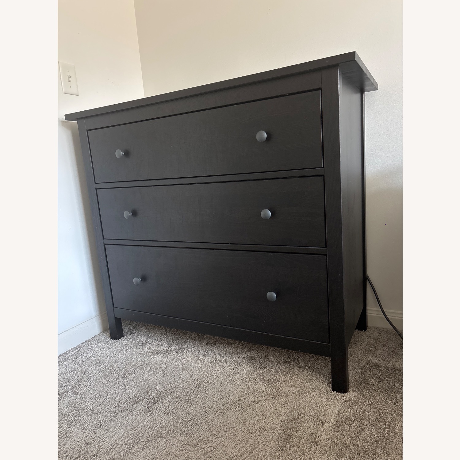 Hemnes 3-Drawer Black-Brown Wood Dresser - image-4