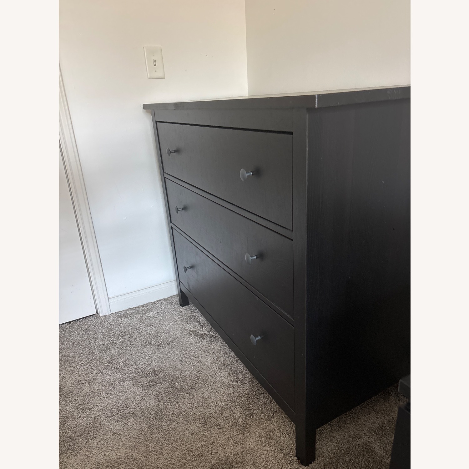 Hemnes 3-Drawer Black-Brown Wood Dresser - image-3