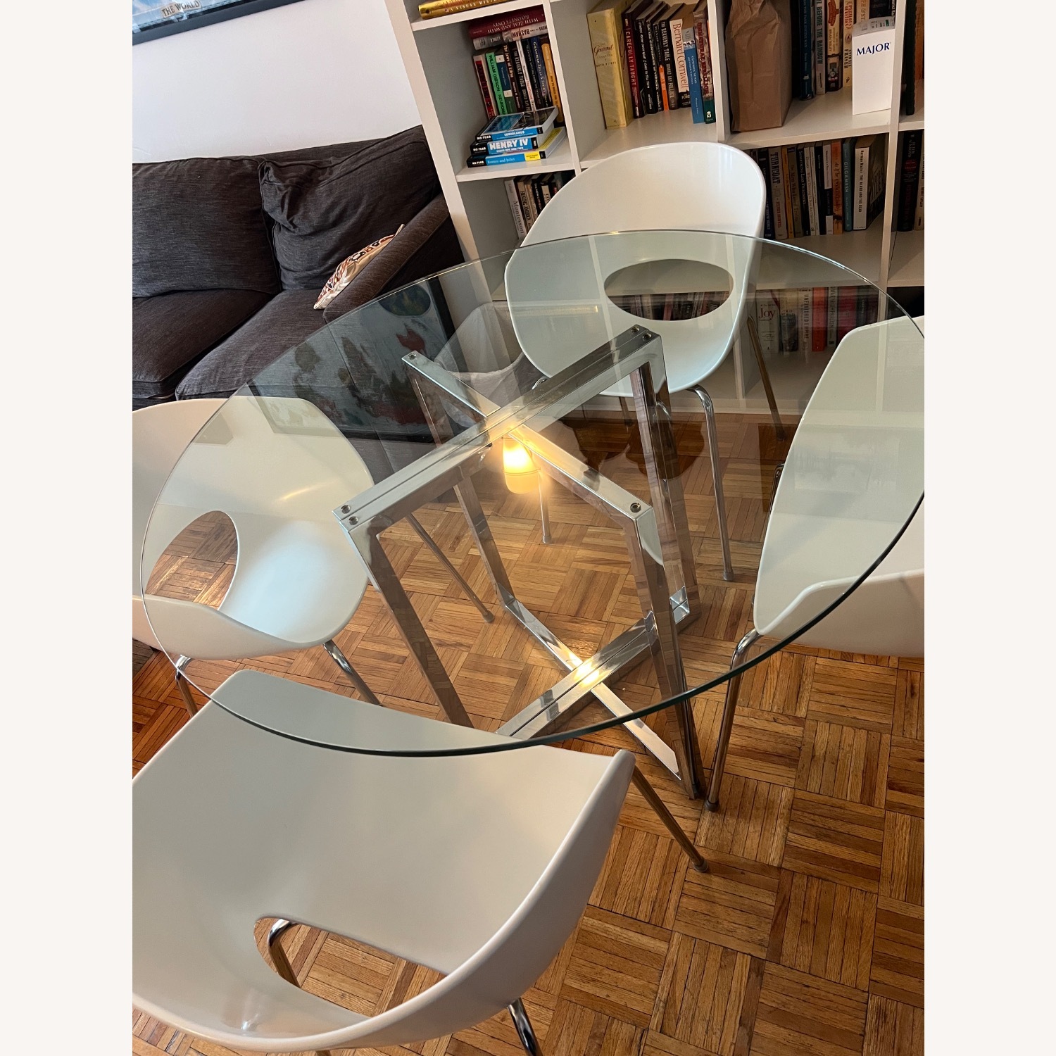 Glass Table with Chrome - image-1