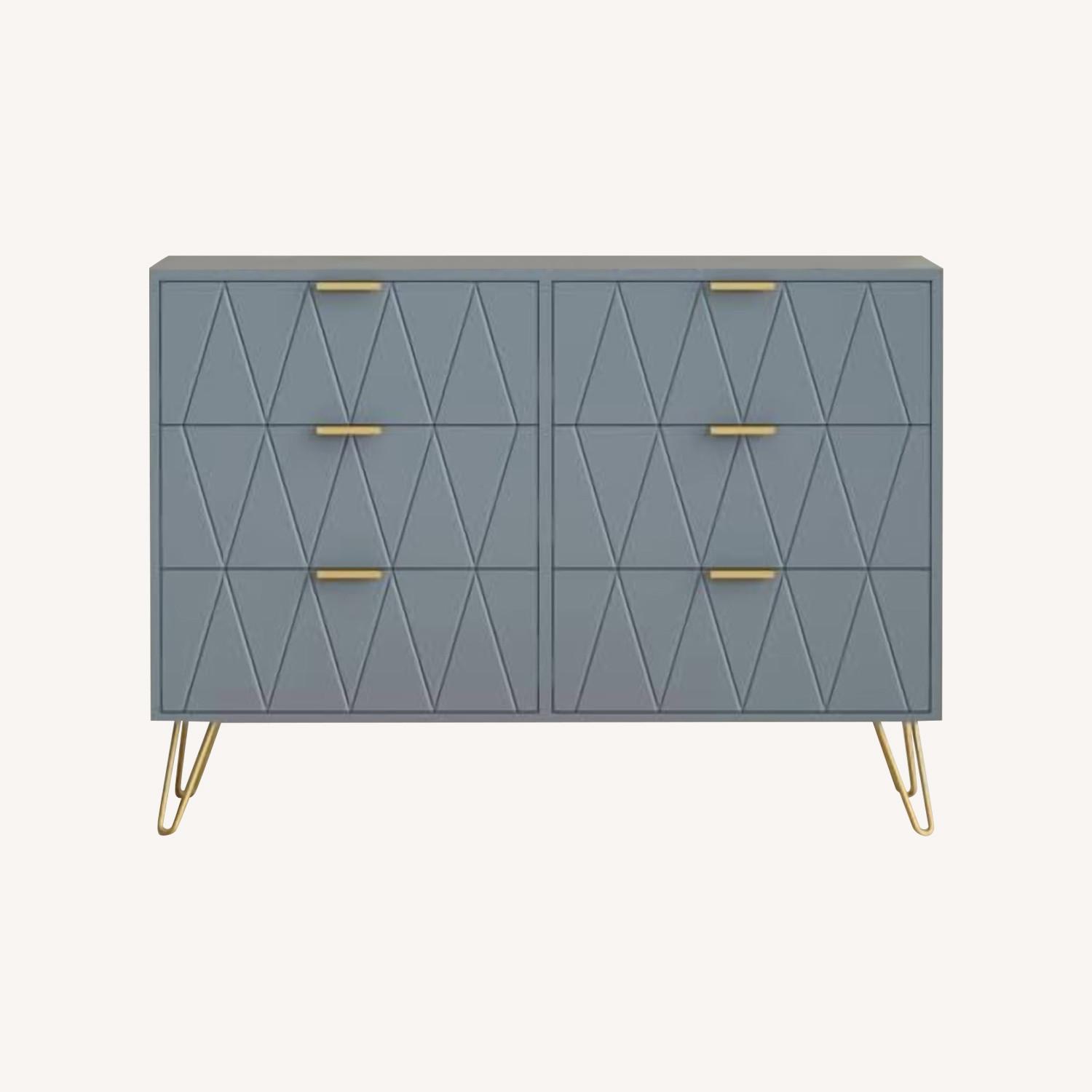 Modern Dual Accent Blue Drawer Dresser - image-0