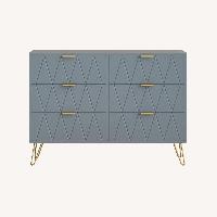 Modern Dual Accent Blue Drawer Dresser