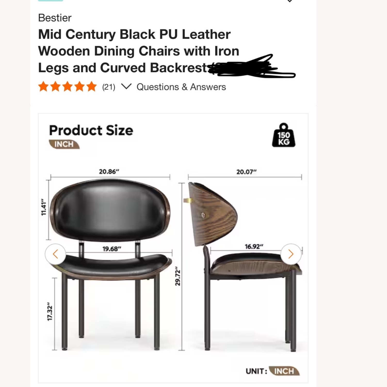 Black Metal Dining Chairs - image-3