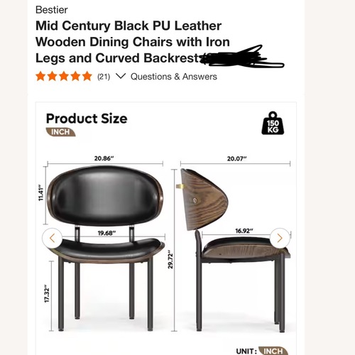 Used Black Metal Dining Chairs for sale on AptDeco