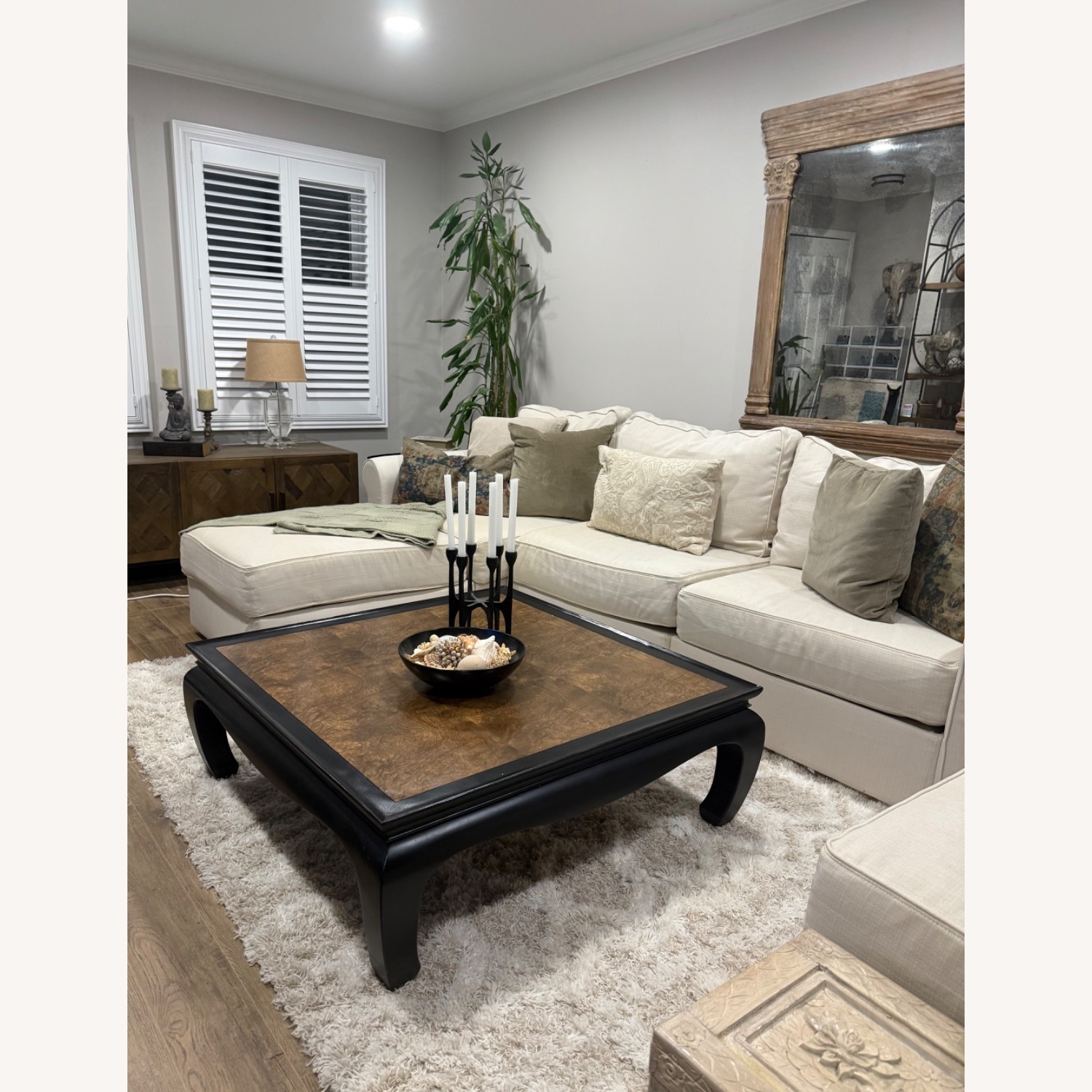 Vintage/Antique Black Wood Coffee Table - image-1