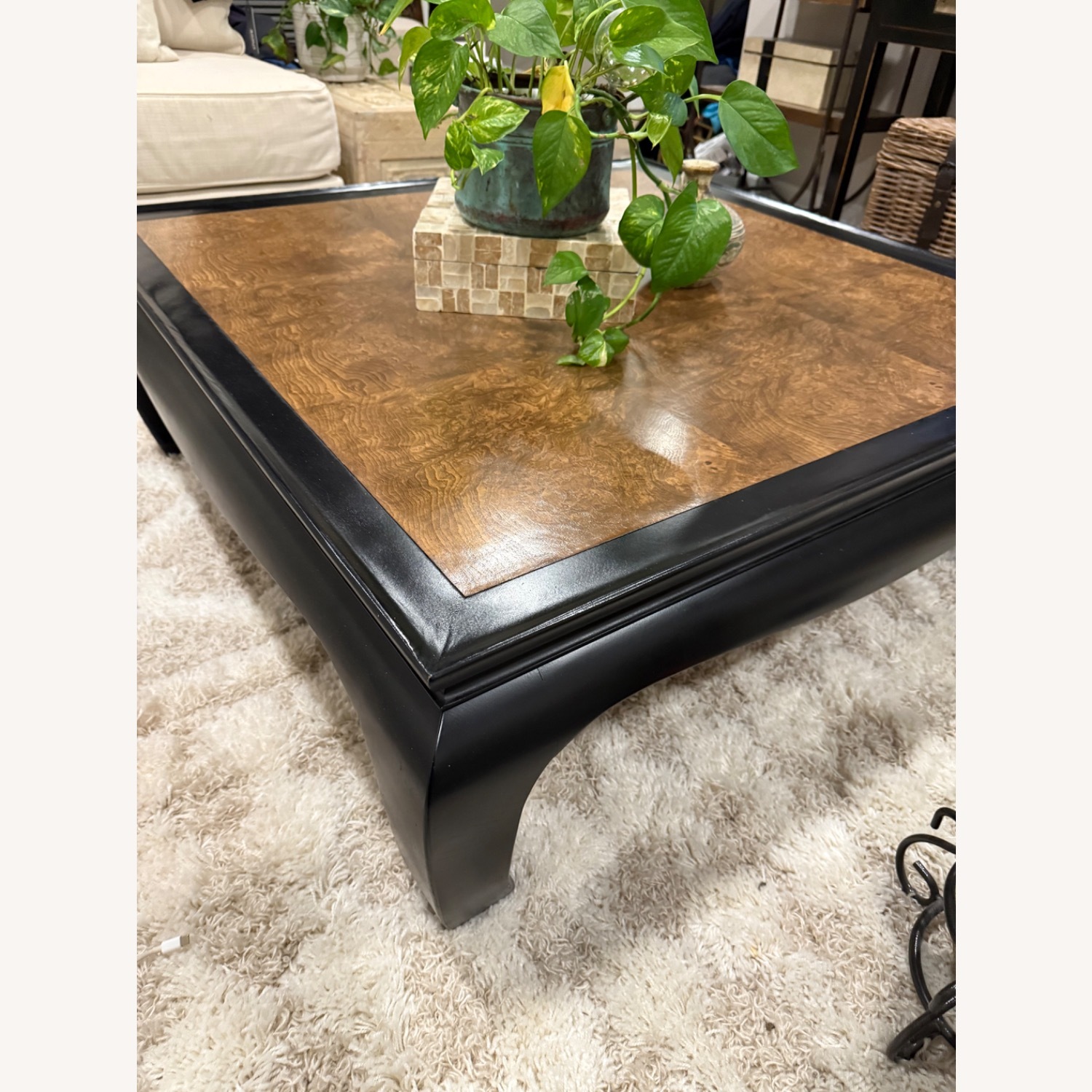 Vintage/Antique Black Wood Coffee Table - image-2