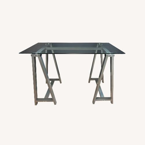 Used Scandinavian Designs Light Gray Glass Desk for sale on AptDeco