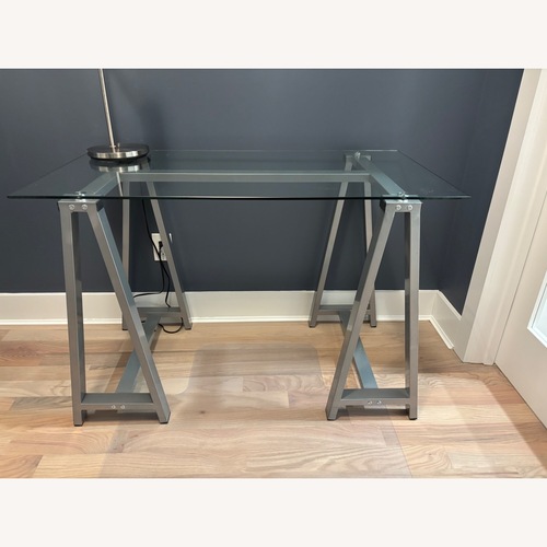 Used Scandinavian Designs Light Gray Glass Desk for sale on AptDeco