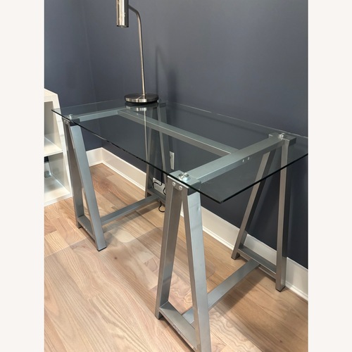 Used Scandinavian Designs Light Gray Glass Desk for sale on AptDeco