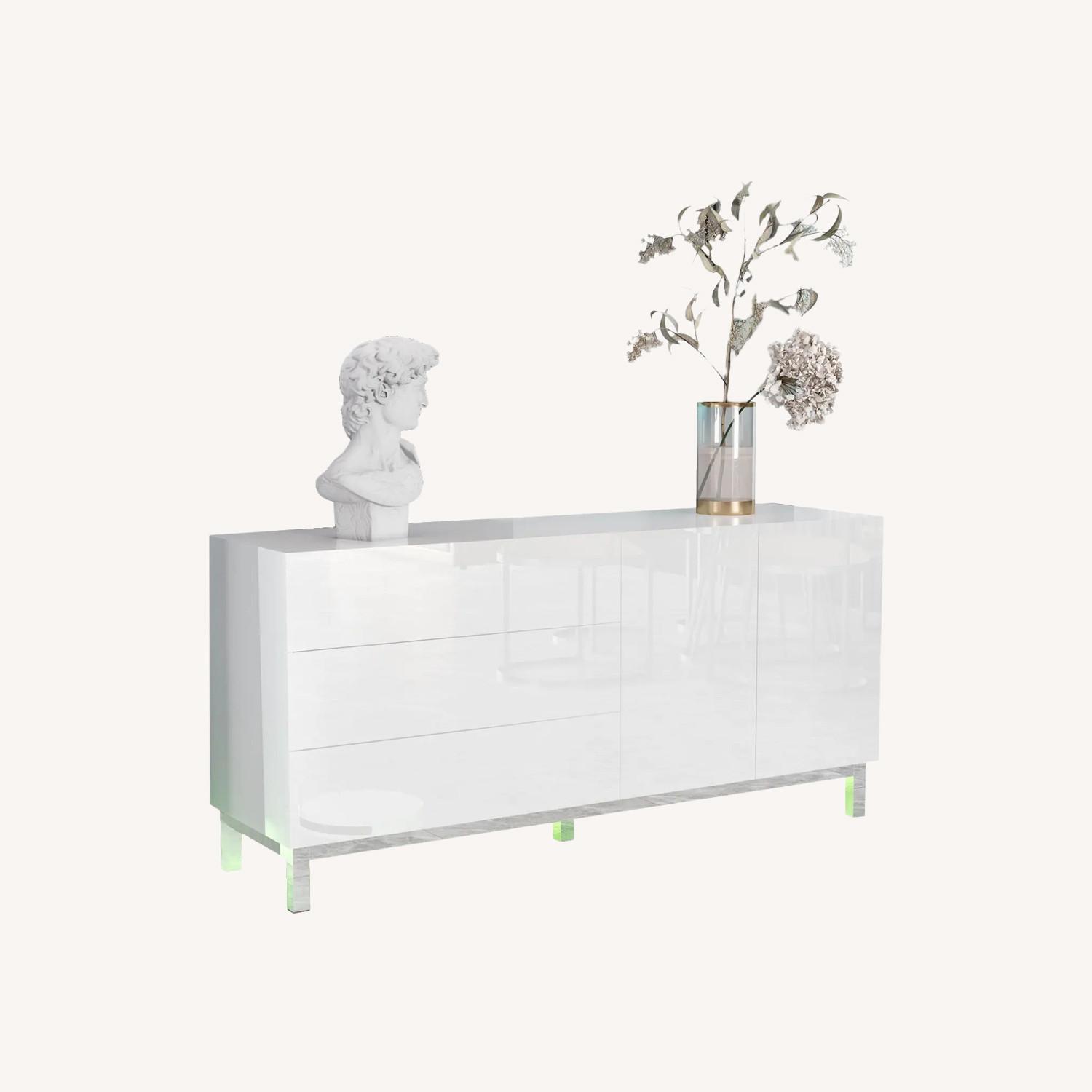 Wooden High Gloss Buffet Cabinet with LED Lights - image-0