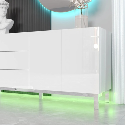 Used Wooden High Gloss Buffet Cabinet with LED Lights for sale on AptDeco