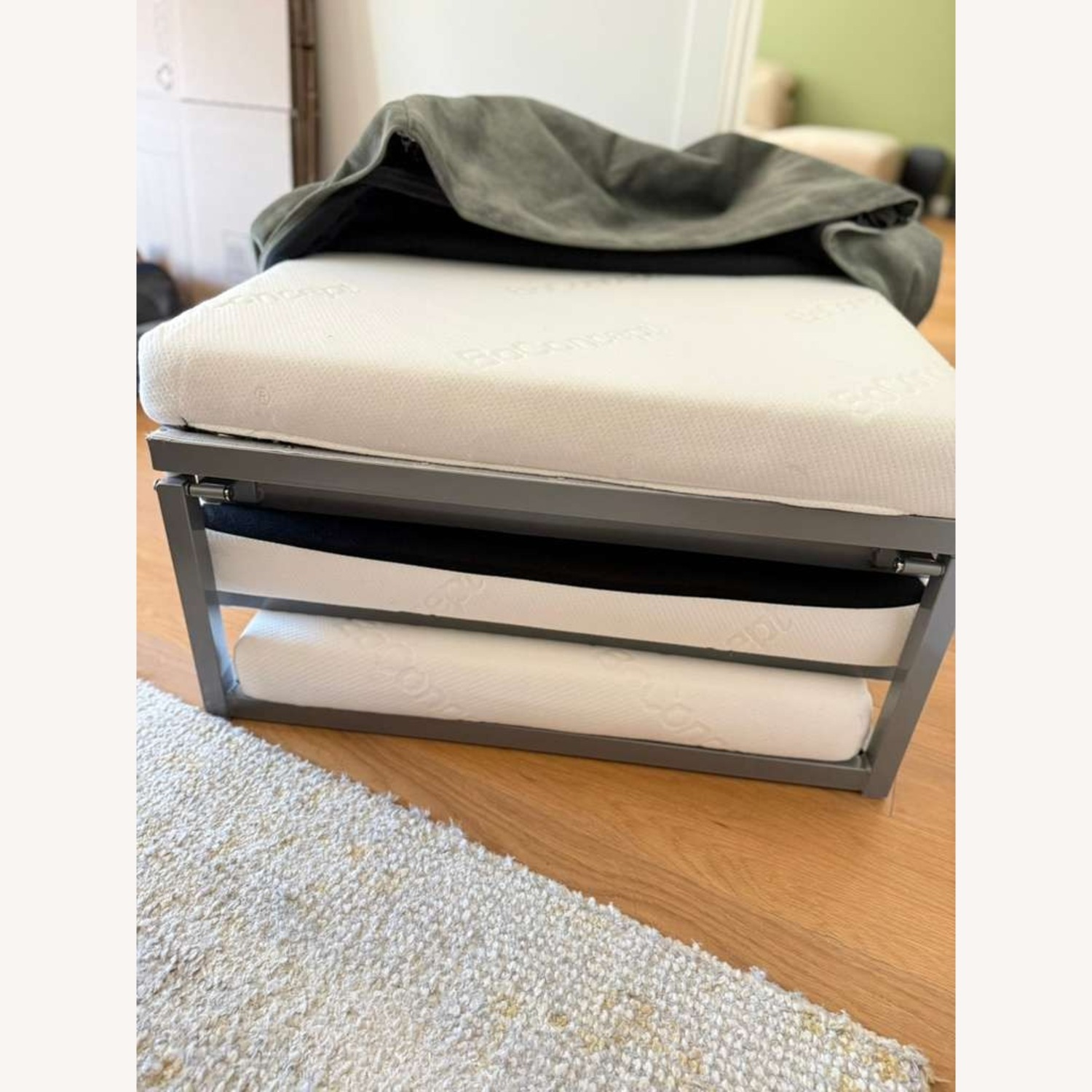 BoConcept Xtra Dusty Green Velvet Footstool + Bed - image-4