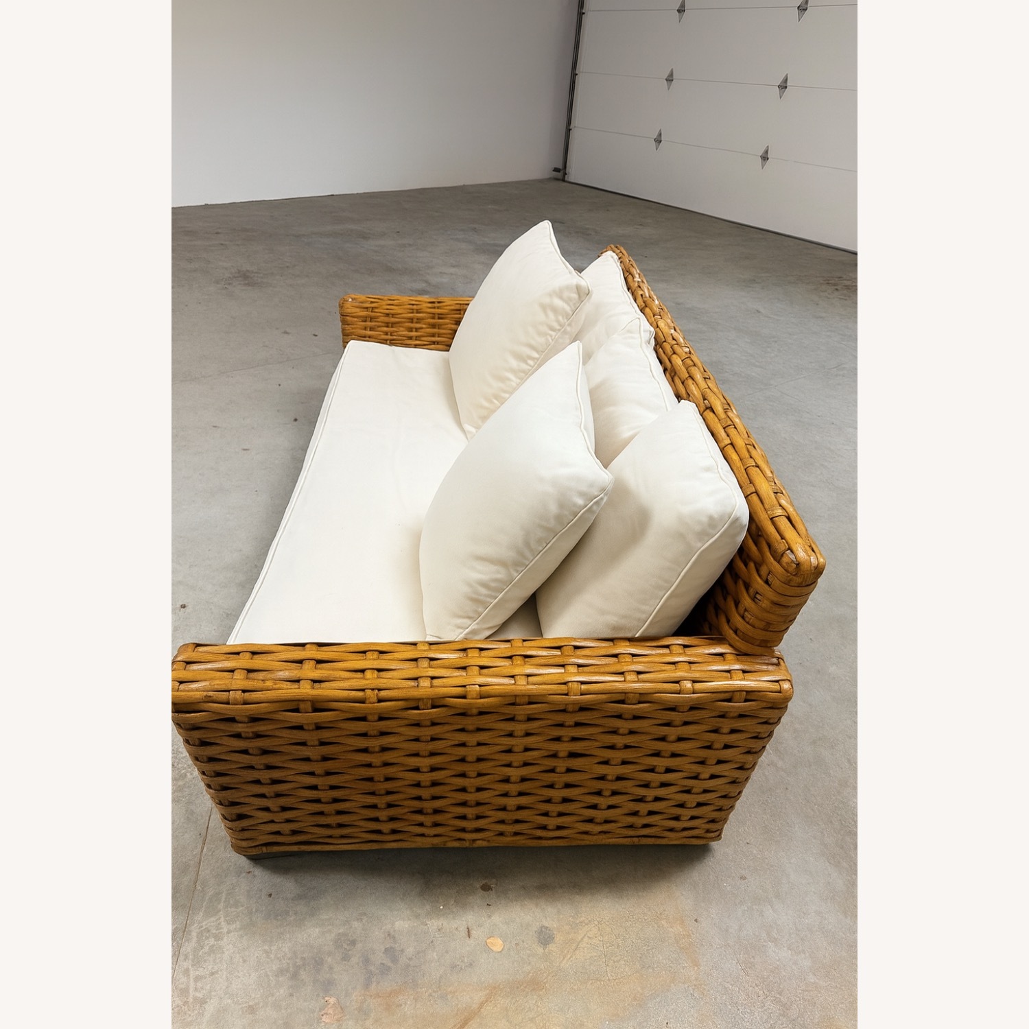 Restoration Hardware White Wood 2 Seater Sofa - image-2