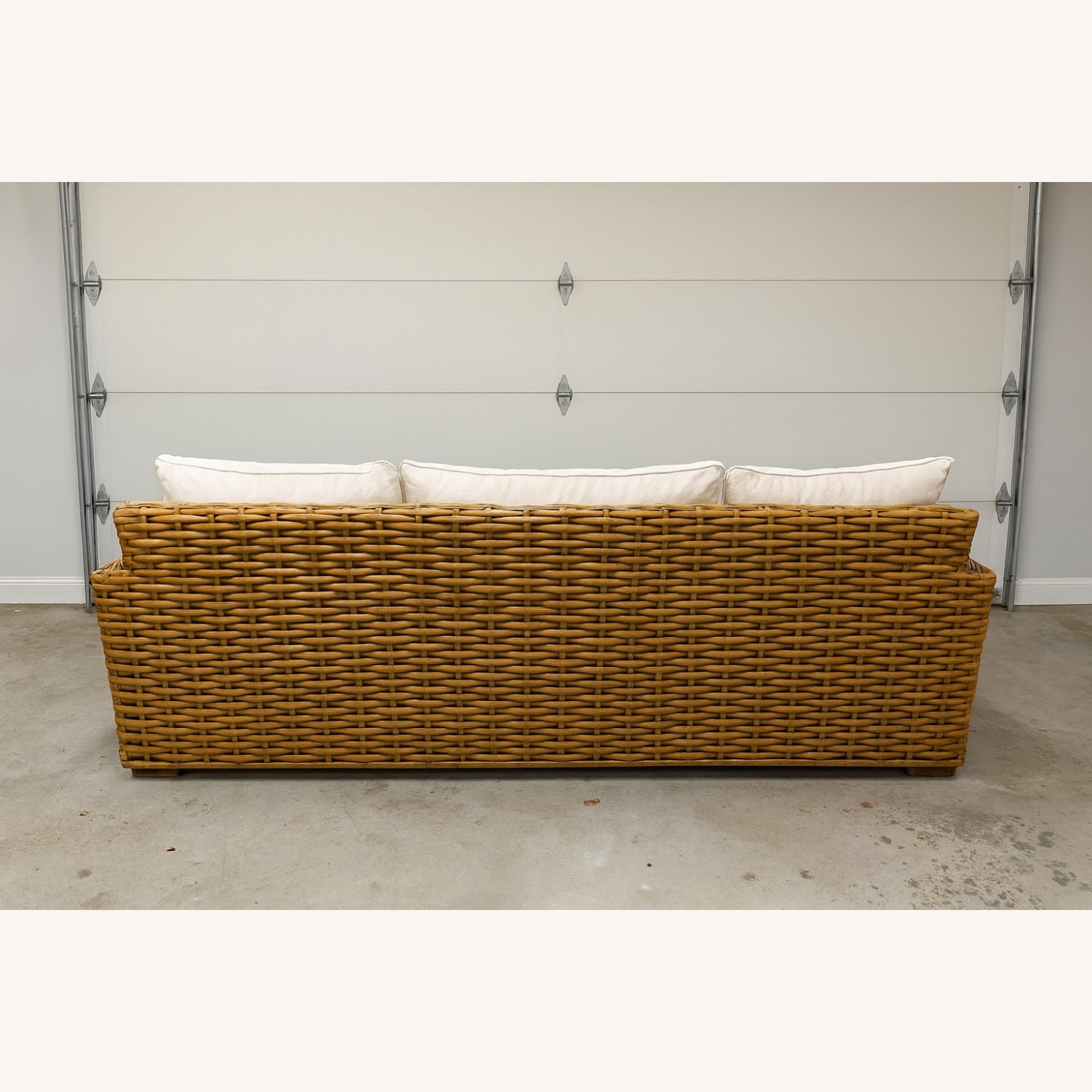 Restoration Hardware White Wood 2 Seater Sofa - image-3