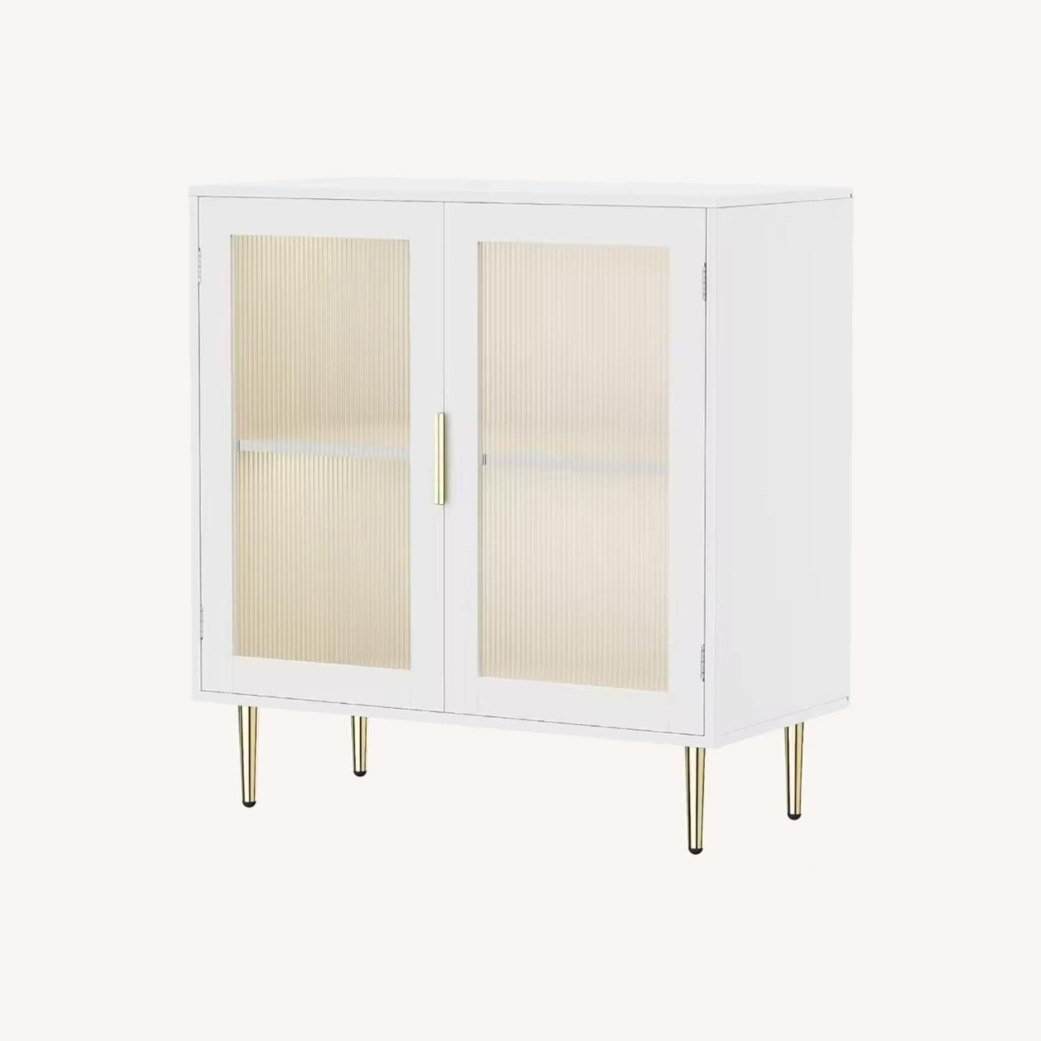 White Wooden Buffet Cabinet With LED Lights - image-0