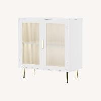 White Wooden Buffet Cabinet With LED Lights