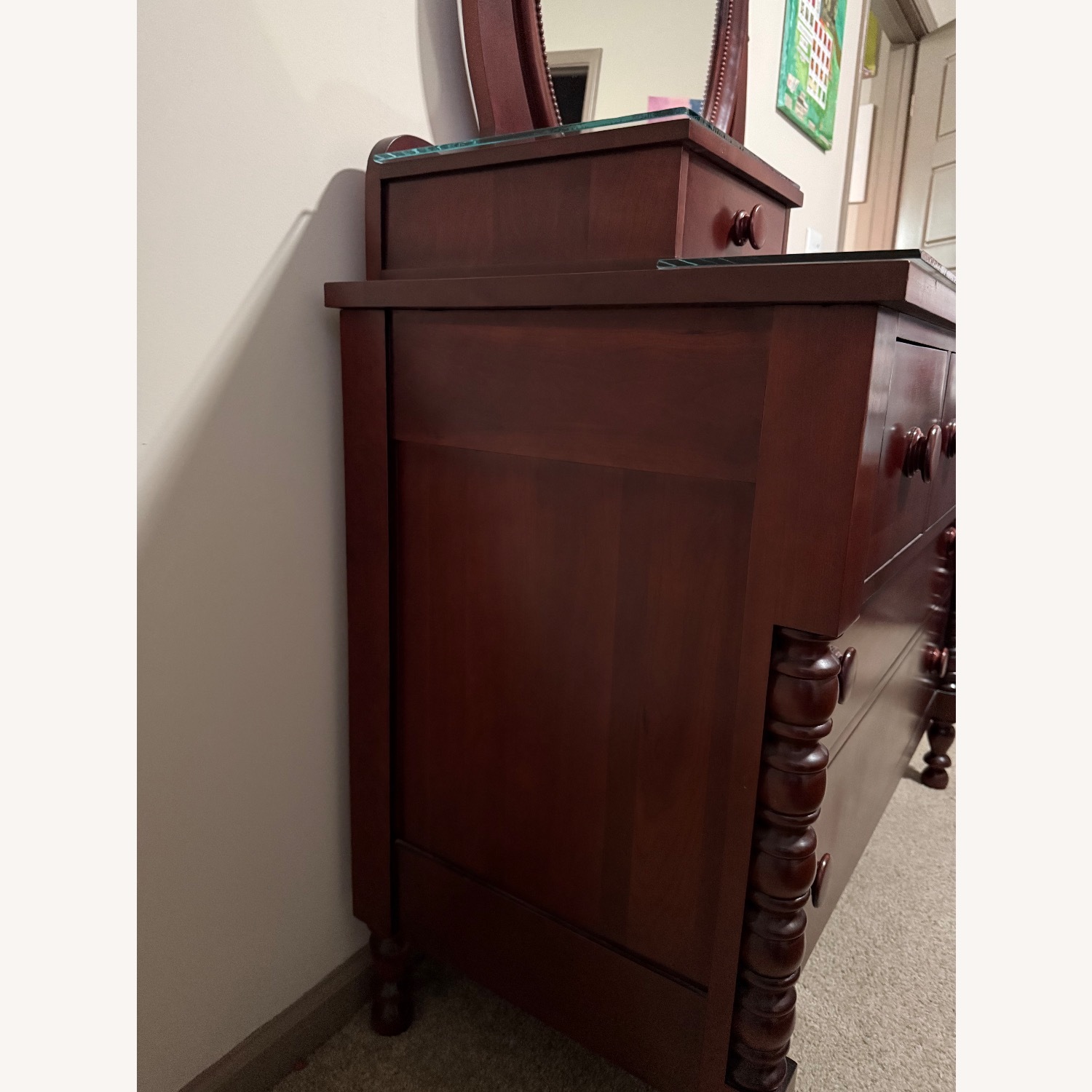 Davis Cabinet Co. Cherry Empire Dresser & Mirror - image-3