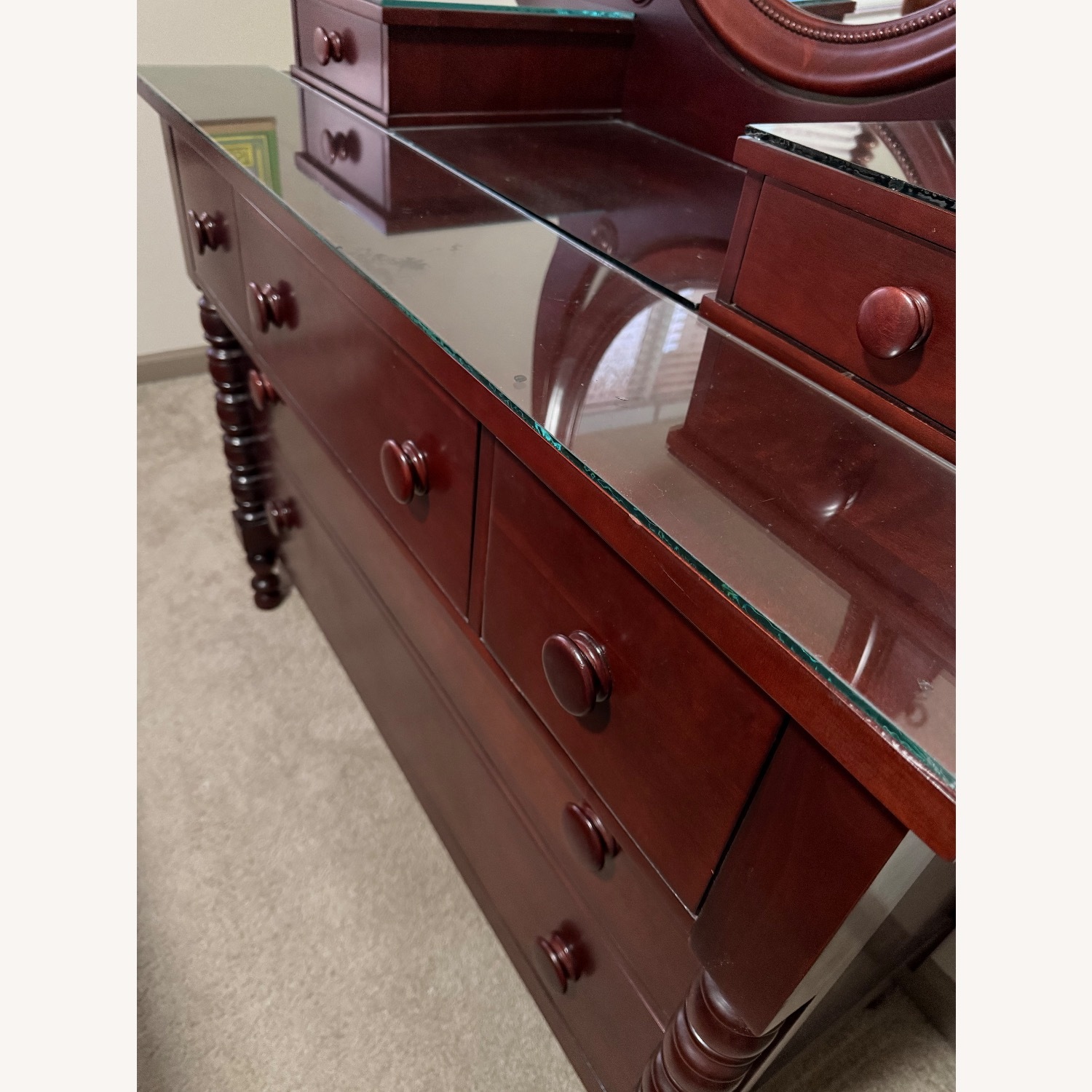 Davis Cabinet Co. Cherry Empire Dresser & Mirror - image-9