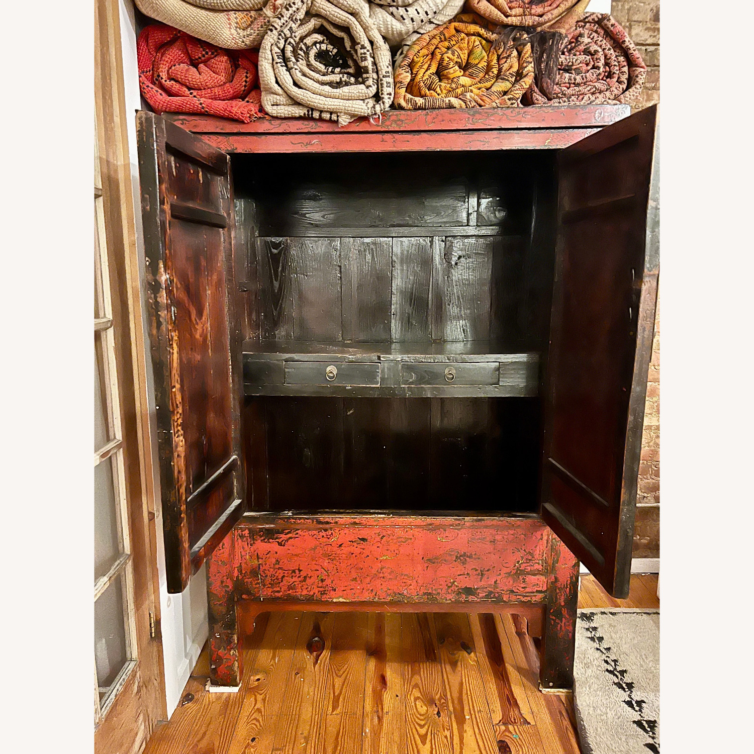 Vintage/Antique Red Chinoiserie Armoire - image-4