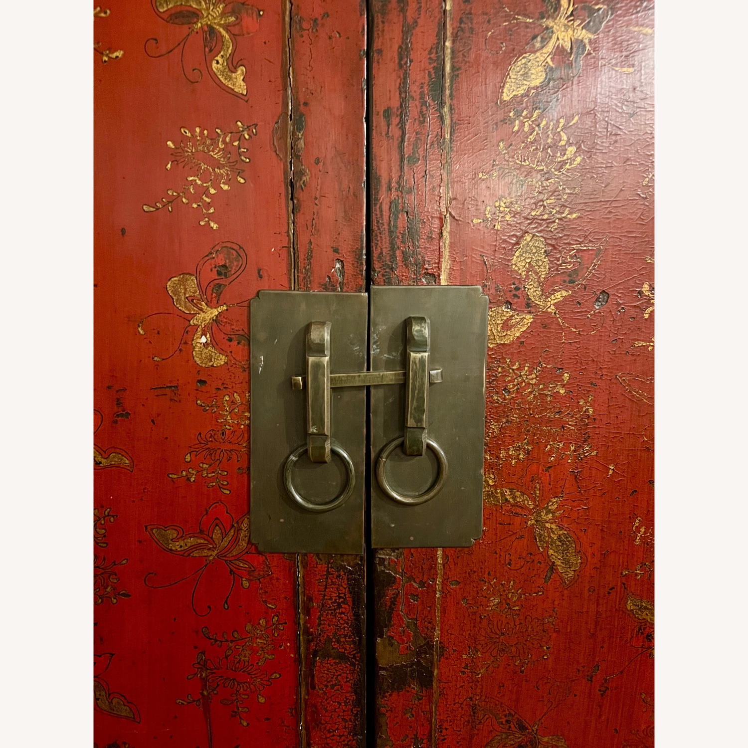 Vintage/Antique Red Chinoiserie Armoire - image-3