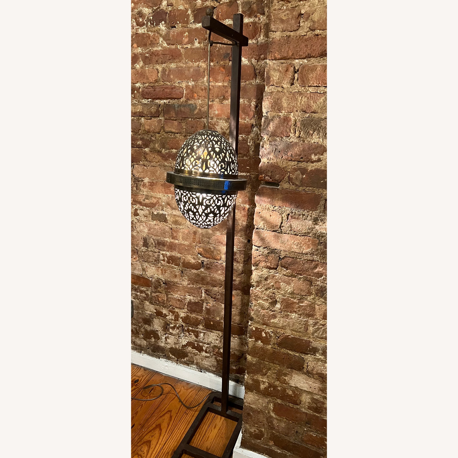 Vintage/Antique Moroccan Brass Floor Lamp - image-1