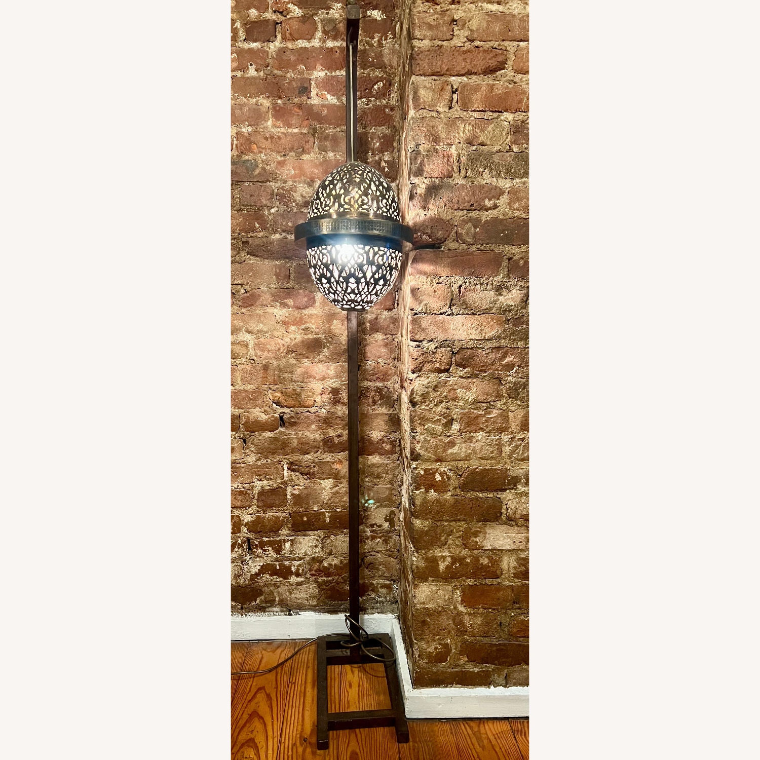 Vintage/Antique Moroccan Brass Floor Lamp - image-0