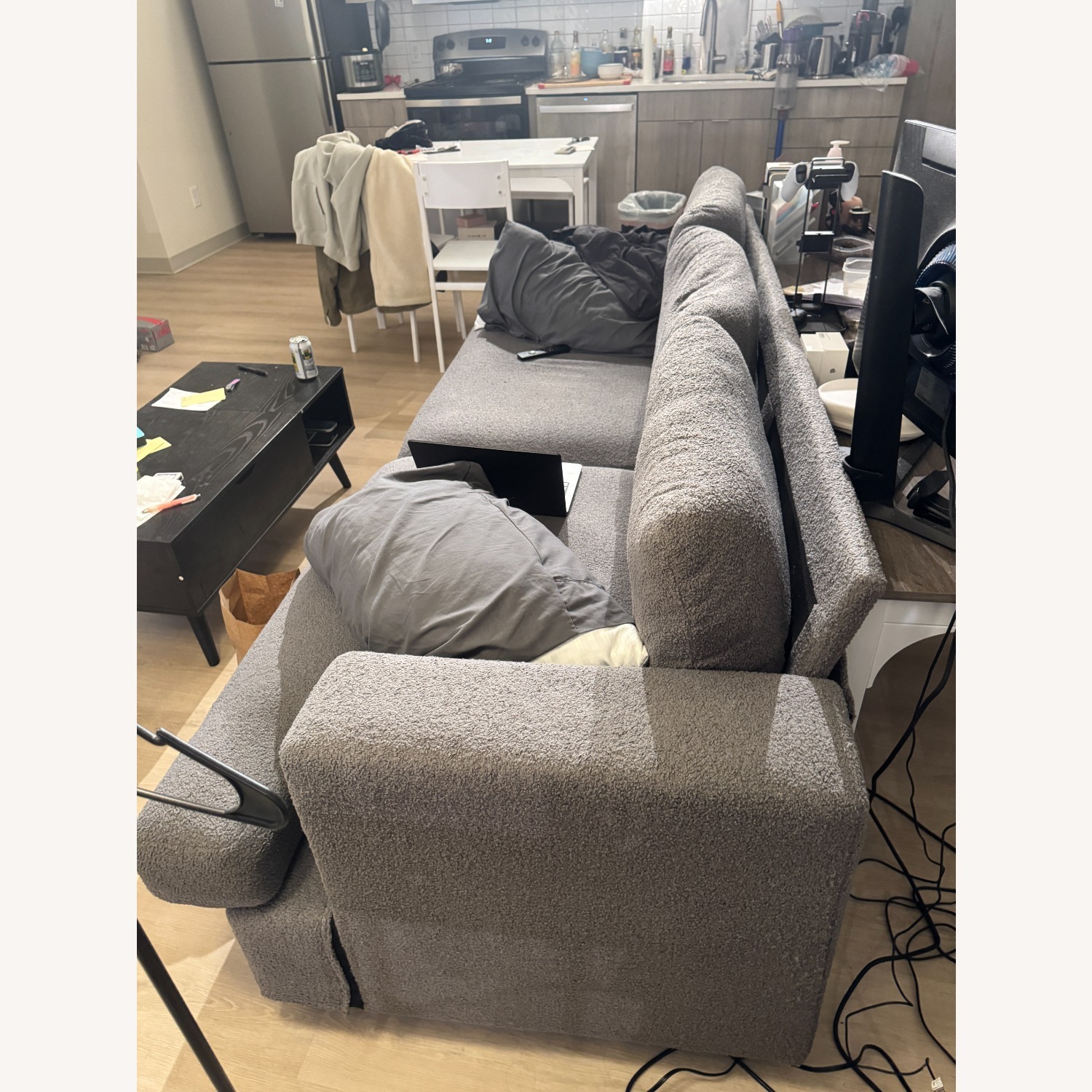 Wade Logan Light Gray Fabric 3+ Seater Sofa - image-3