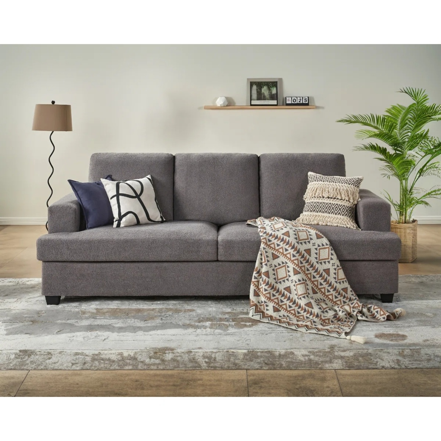 Wade Logan Light Gray Fabric 3+ Seater Sofa - image-4