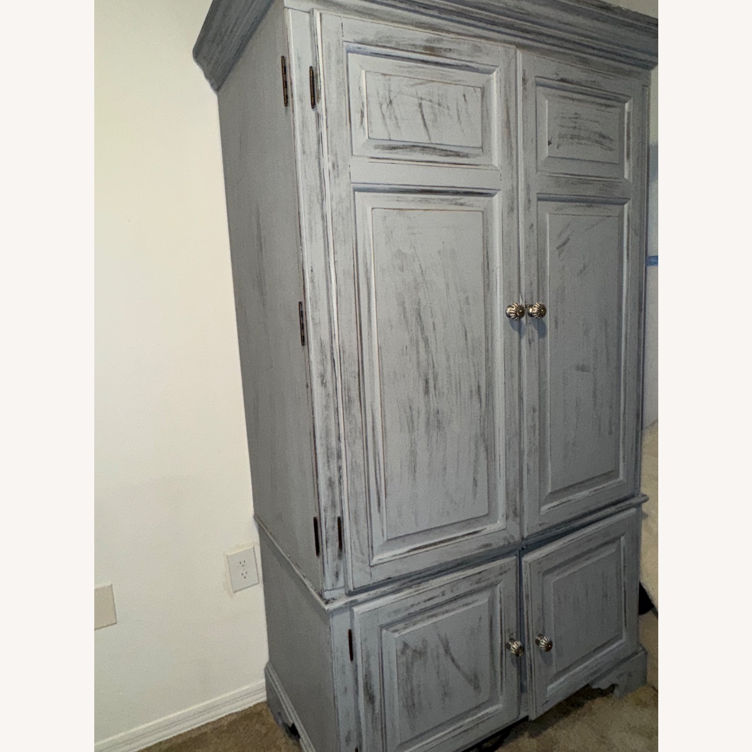 Light Gray Wood Armoire - image-2