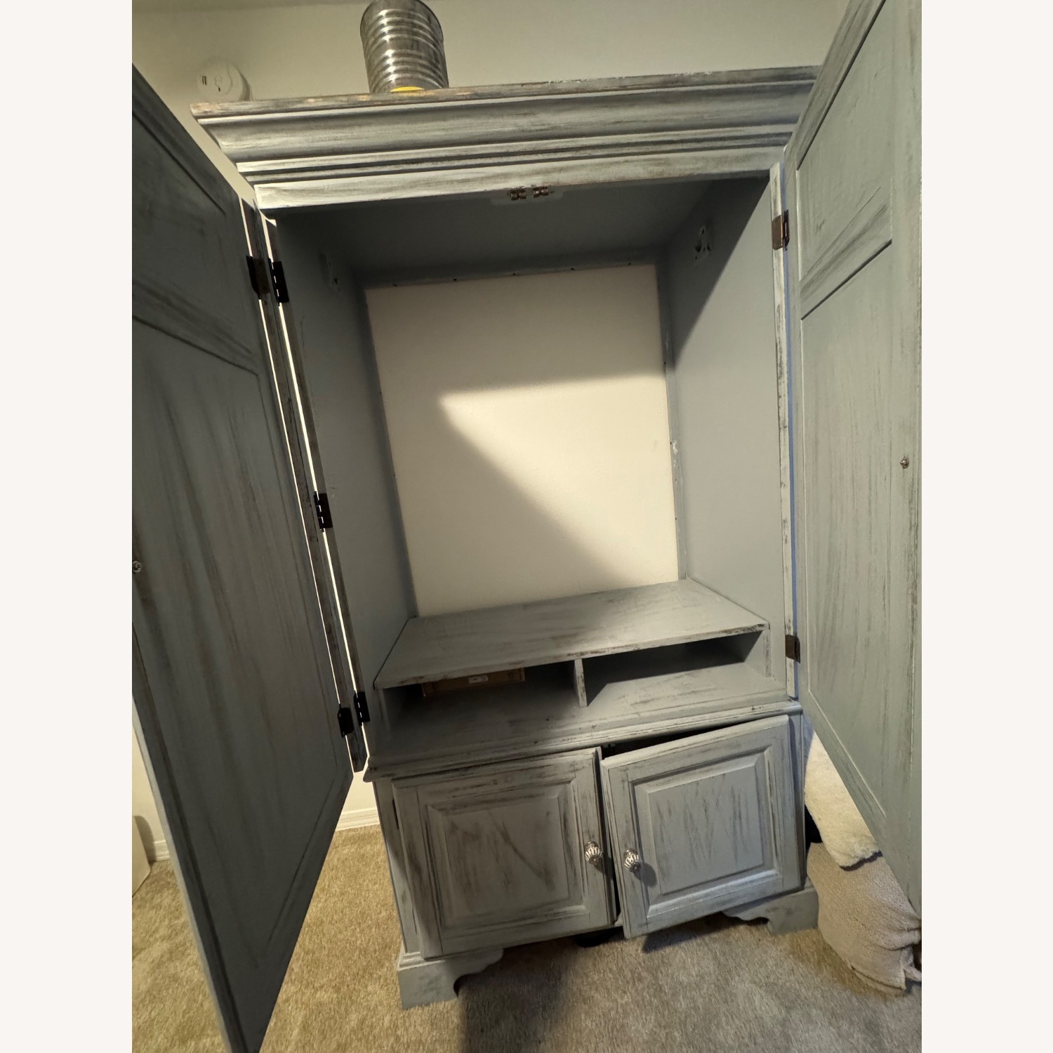 Light Gray Wood Armoire - image-4