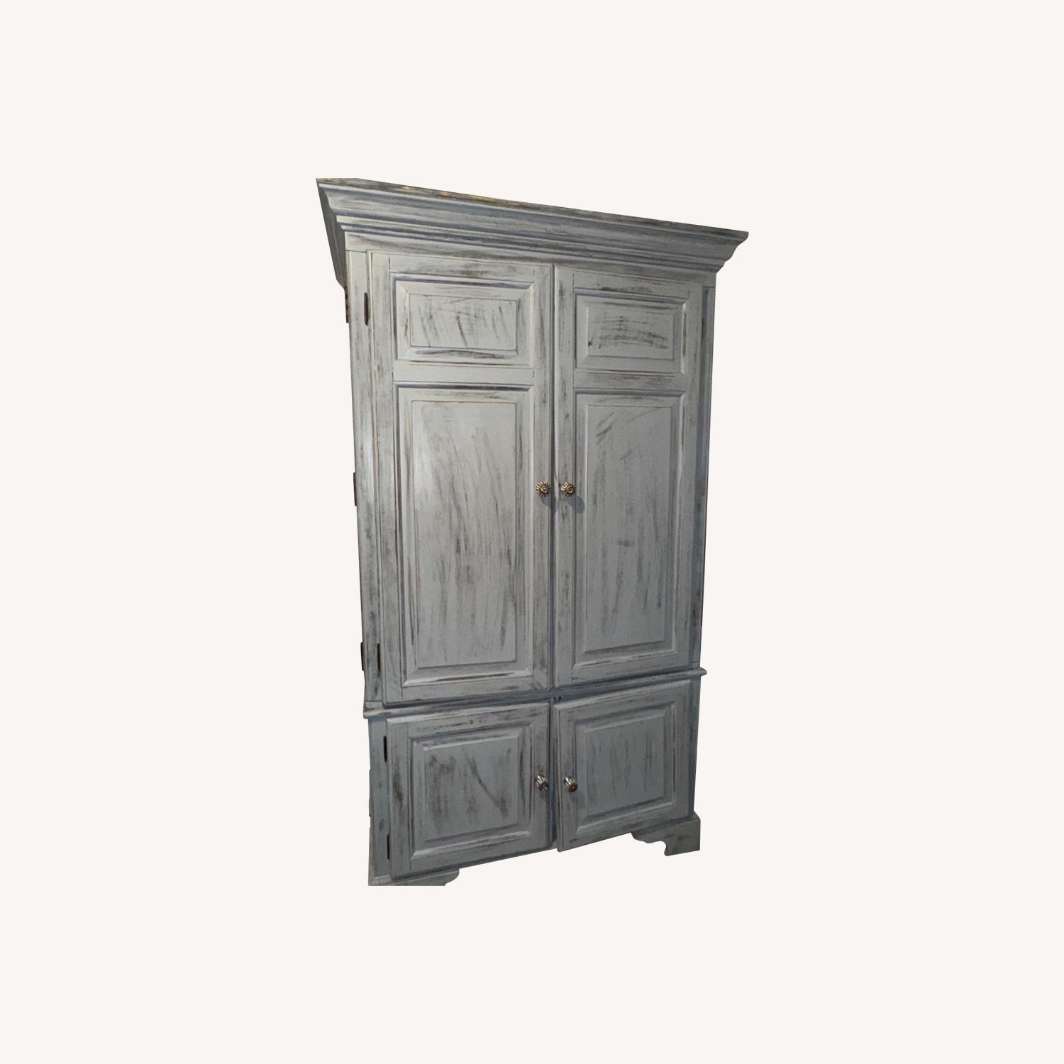 Light Gray Wood Armoire - image-0