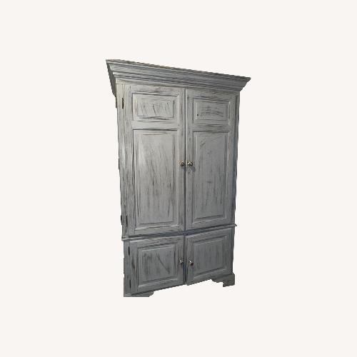 Used Light Gray Wood Armoire for sale on AptDeco