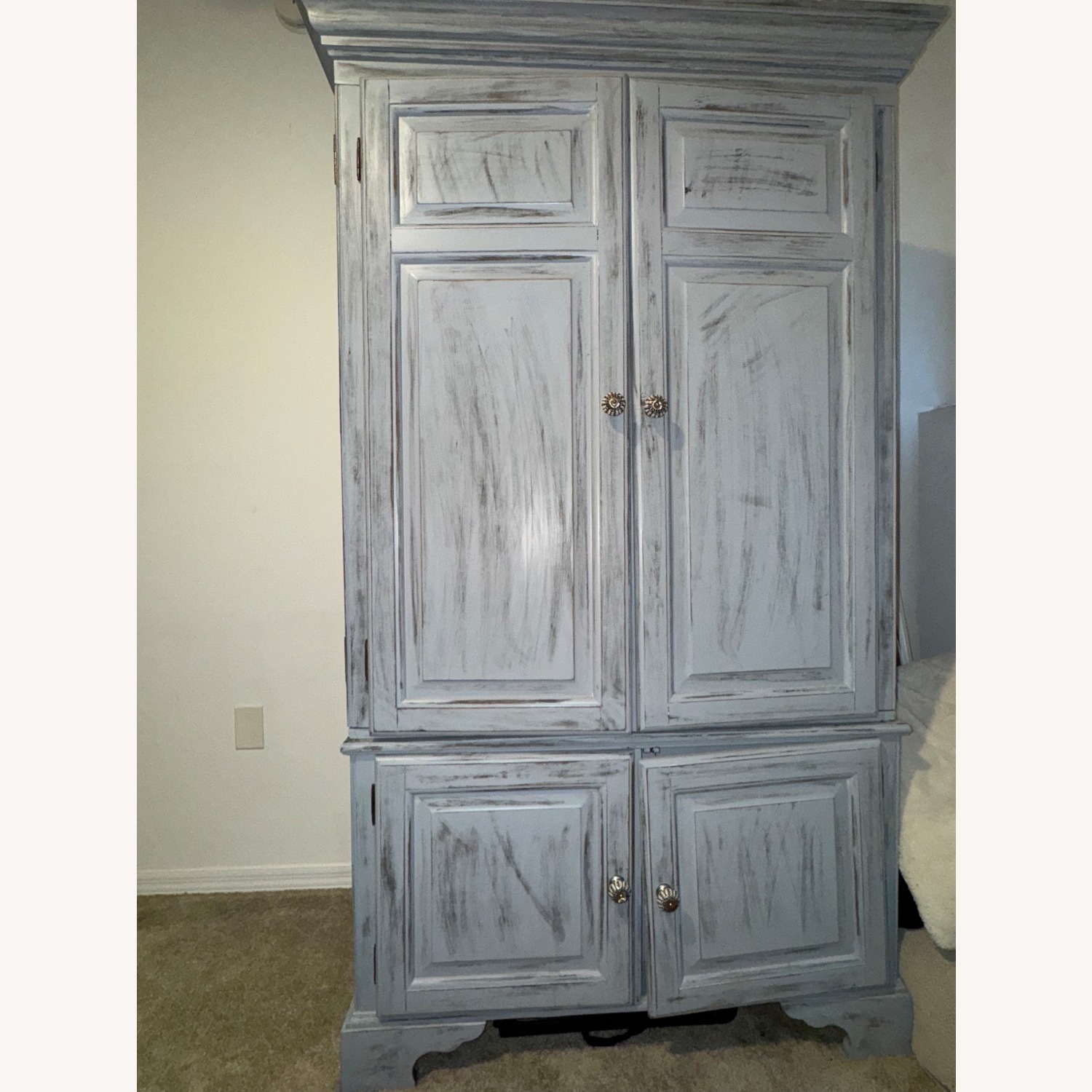 Light Gray Wood Armoire - image-1