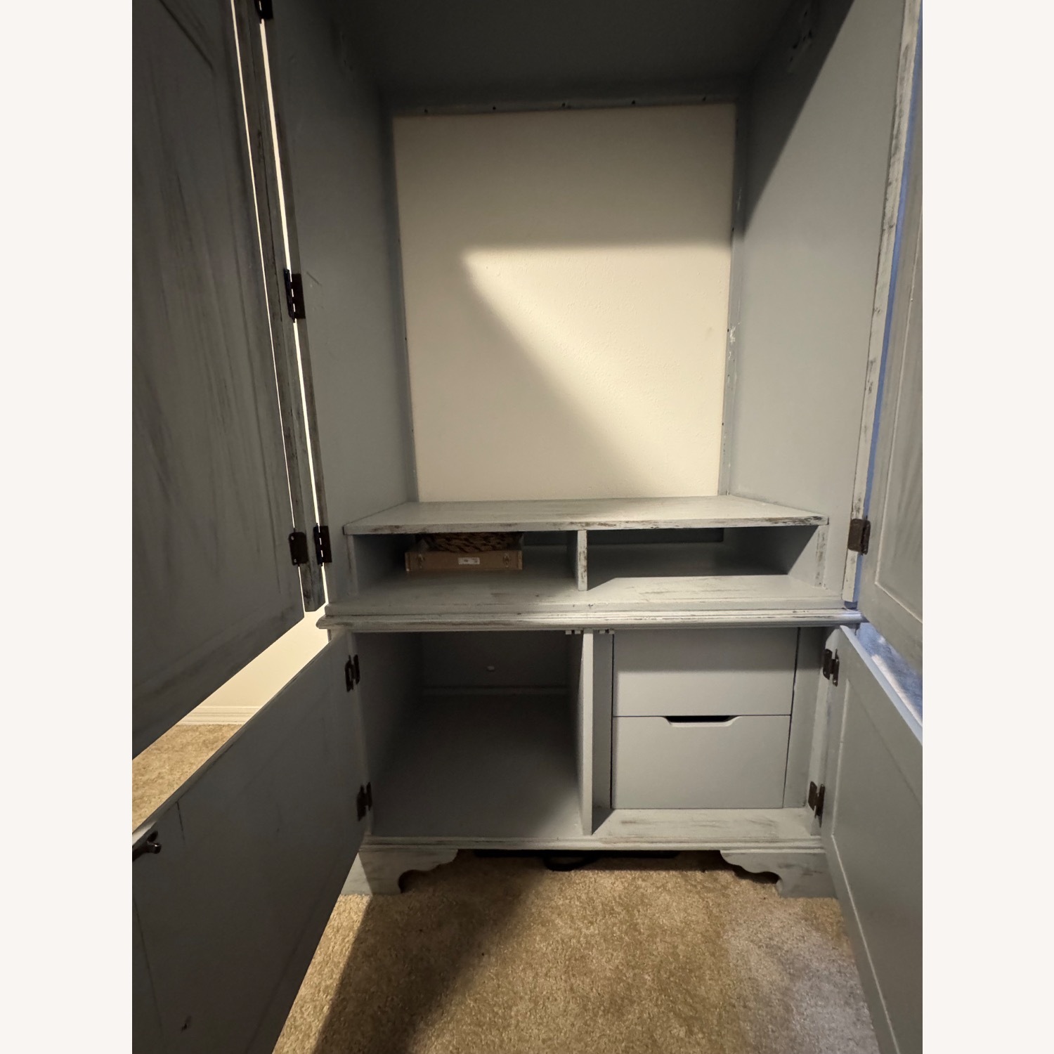 Light Gray Wood Armoire - image-3