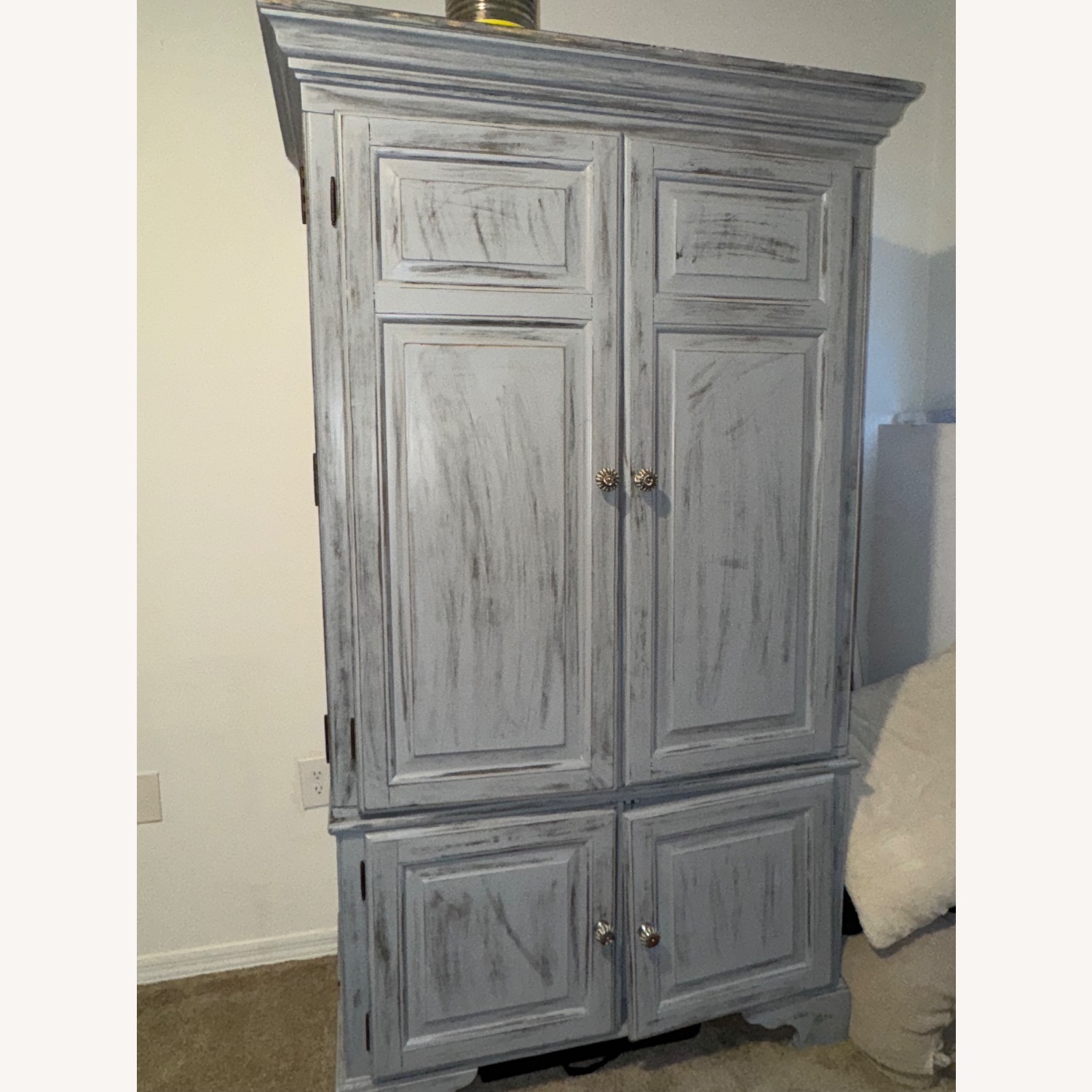 Light Gray Wood Armoire - image-0