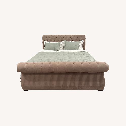 Used Jordan’s Custom Upholstered King Sleigh Bed for sale on AptDeco