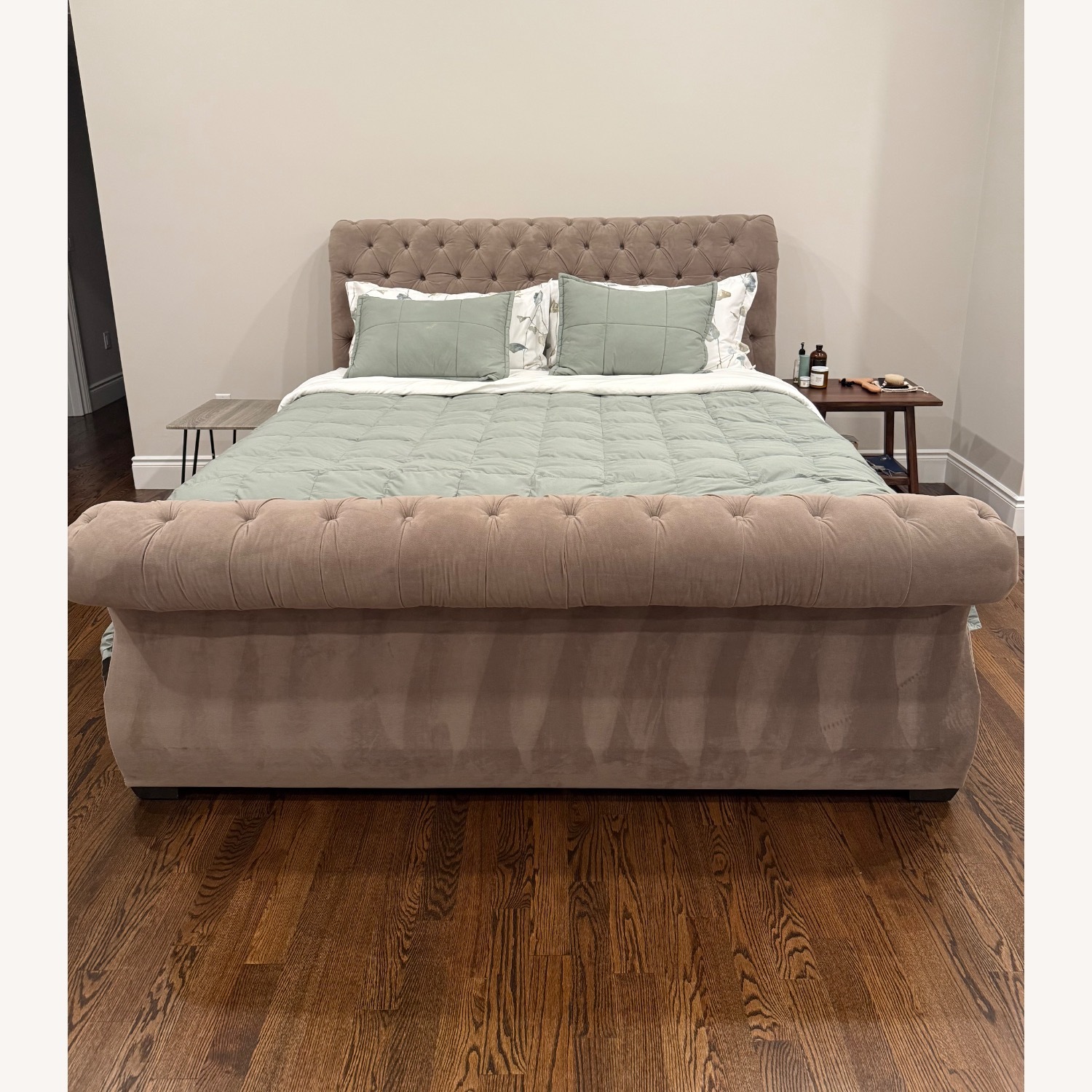 Jordan’s Custom Upholstered King Sleigh Bed - image-2
