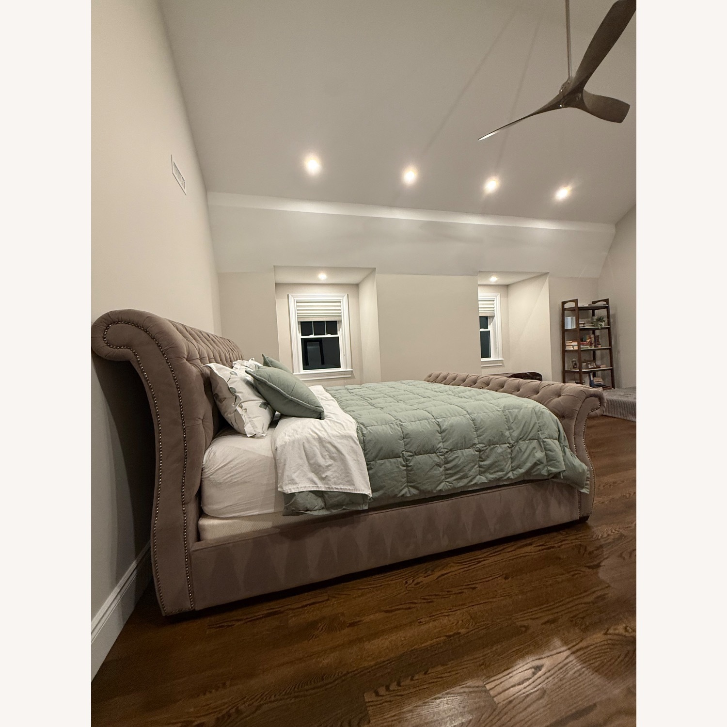 Jordan’s Custom Upholstered King Sleigh Bed - image-3