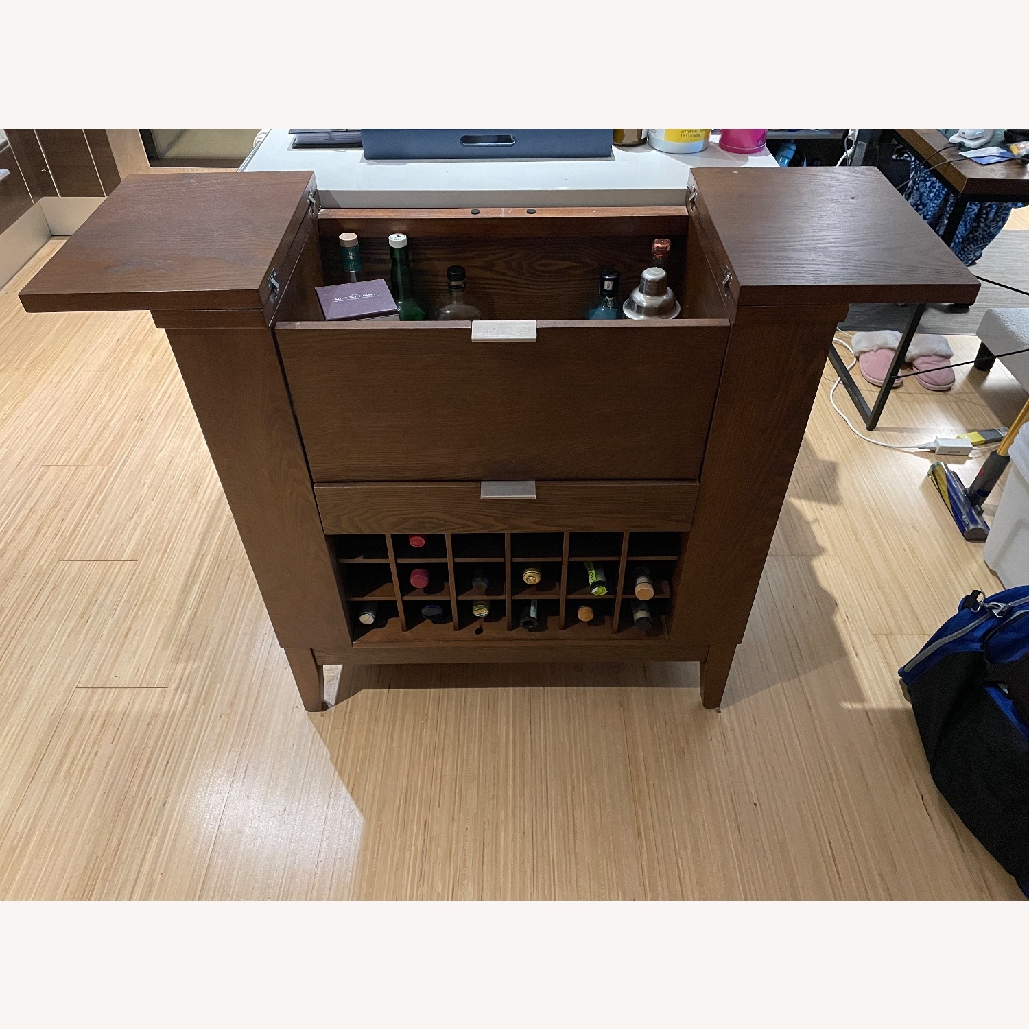 Crate & Barrel Dark Brown Parker Spirits Bourbon Cabinet - image-2