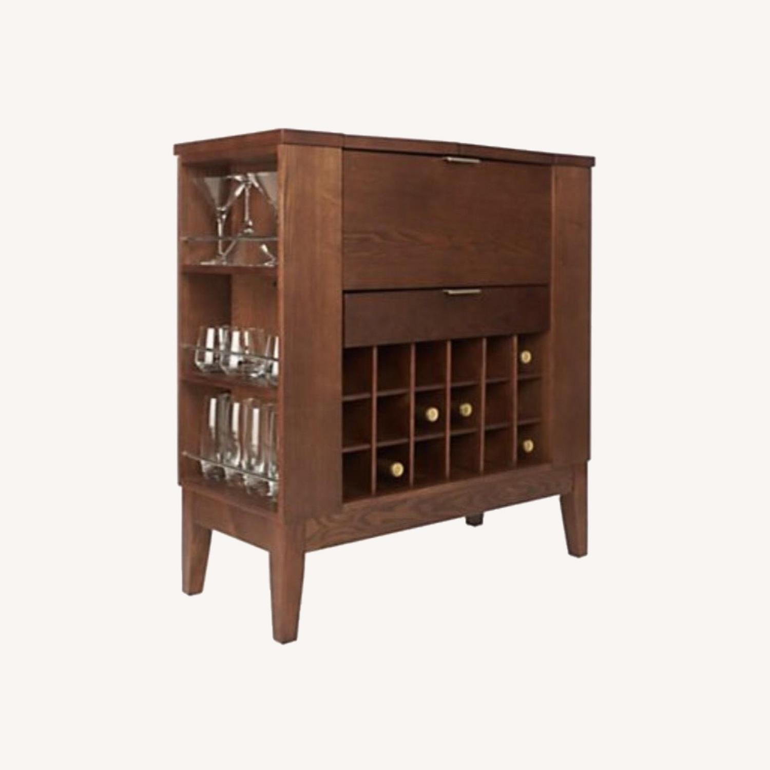 Crate & Barrel Dark Brown Parker Spirits Bourbon Cabinet - image-0